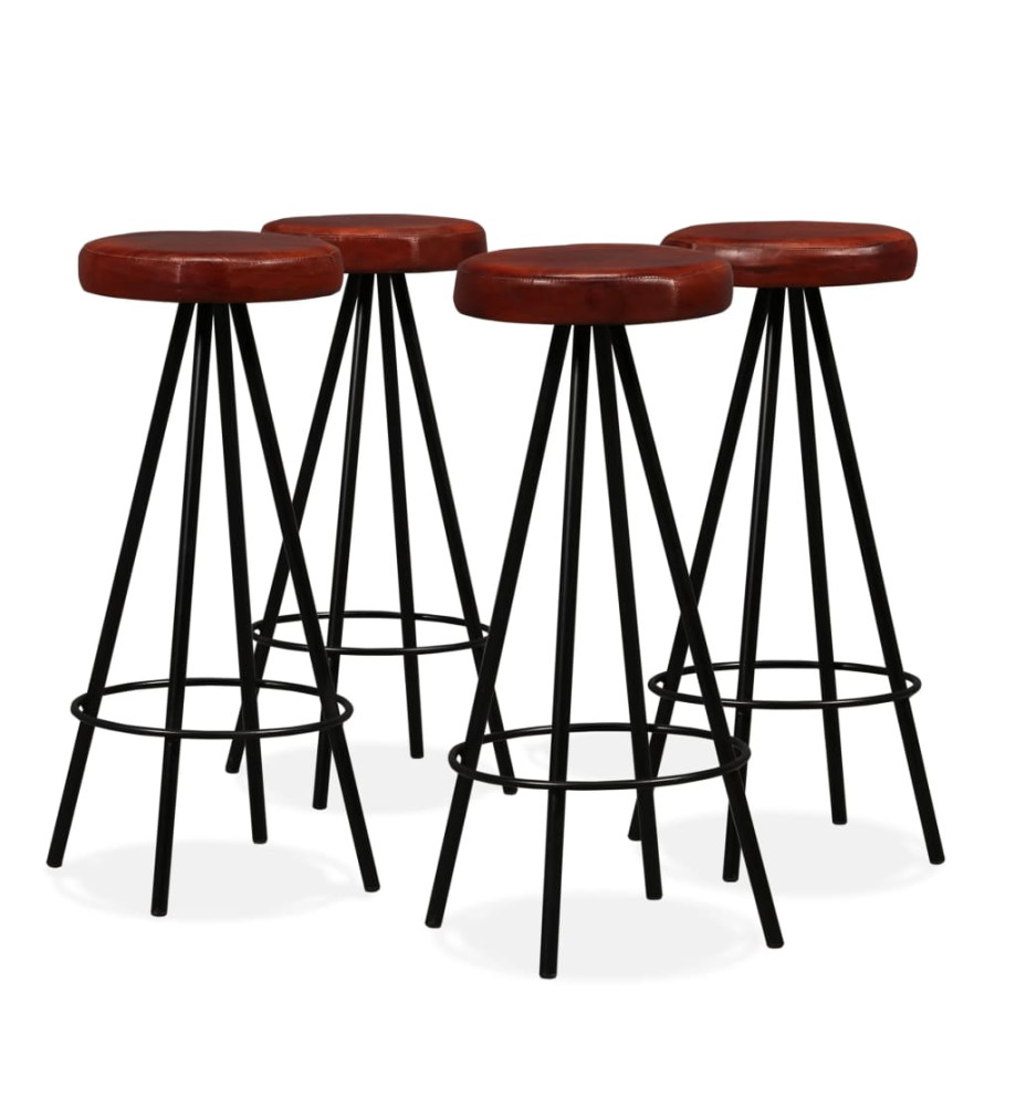 Tabourets de bar lot de 4 cuir véritable