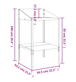 Support pour plantes anthracite 56,5x54,5x100cm acier galvanisé