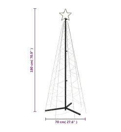 Arbre de Noël cône Blanc chaud 200 LED 70x180 cm