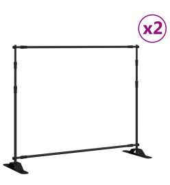 Supports de toile de fond 2 pcs noir 254x243 cm acier