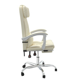 Fauteuil de massage inclinable de bureau Crème Similicuir