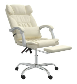 Fauteuil de massage inclinable de bureau Crème Similicuir