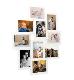 Collage de cadres photo de photo 10x(10x15 cm) Blanc MDF