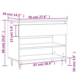 Armoire à chaussures Noir 70x36x60 cm Bois d'ingénierie