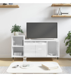 Meuble TV Blanc brillant 100x35x55 cm Bois d'ingénierie