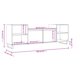 Meuble TV Gris béton 160x35x55 cm Bois d'ingénierie