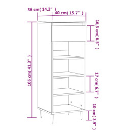 Armoire à chaussures Gris béton 40x36x105 cm Bois d'ingénierie