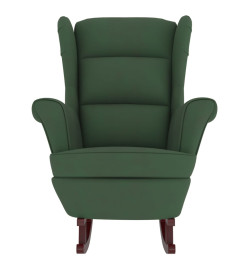 Fauteuil à bascule et pieds en bois d'hévéa Vert foncé Velours