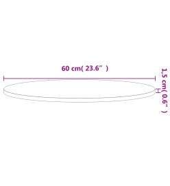 Dessus de table Ø60x1,5 cm rond bois massif de hêtre