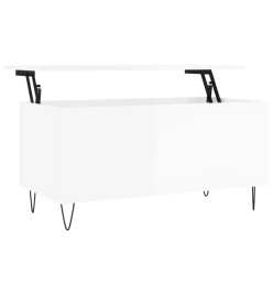 Table basse Blanc brillant 90x44,5x45 cm Bois d'ingénierie
