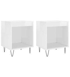 Tables de chevet 2 pcs blanc brillant 40x35x50 cm