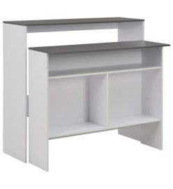 Table de bar avec 2 dessus de table Blanc et gris 130x40x120 cm