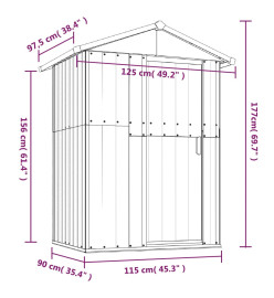 Abri de jardin Anthracite 126x97,5x177 cm Acier galvanisé