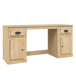 Bureau avec armoire chêne sonoma bois d'ingénierie