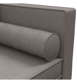 Chaise longue avec coussins et traversin taupe tissu