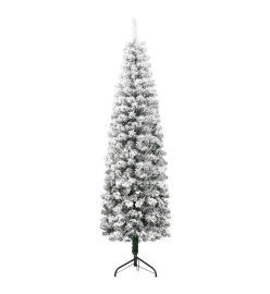 Demi sapin de Noël artificiel mince avec neige floquée 180 cm