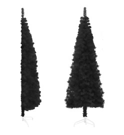 Demi sapin de Noël artificiel mince avec support Noir 210 cm