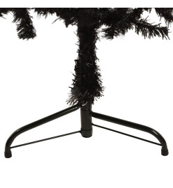 Demi sapin de Noël artificiel mince avec support Noir 150 cm