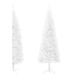 Demi sapin de Noël artificiel mince avec support Blanc 240 cm