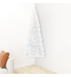 Demi sapin de Noël artificiel mince avec support Blanc 240 cm