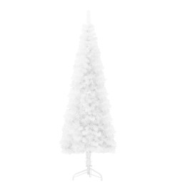 Demi sapin de Noël artificiel mince avec support Blanc 240 cm