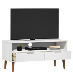 Meuble TV MOLDE Blanc 106x40x49 cm Bois de pin massif