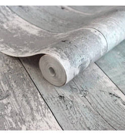 Topchic Papier peint Wooden Planks Gris et bleu