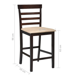 Chaises de bar lot de 2 marron tissu