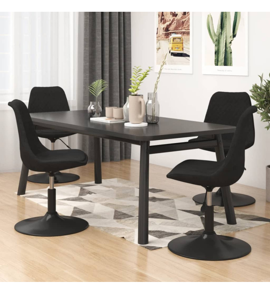 Chaises à dîner pivotantes 4 pcs Noir Velours