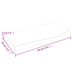 Comptoir de salle de bain 60x30x4 cm bois massif non traité