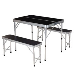 Redcliffs Ensemble de table pliable et 2 bancs de camping Noir