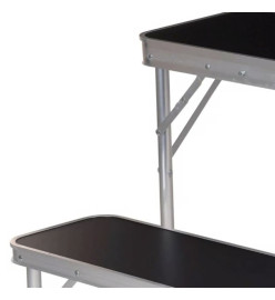 Redcliffs Ensemble de table pliable et 2 bancs de camping Noir