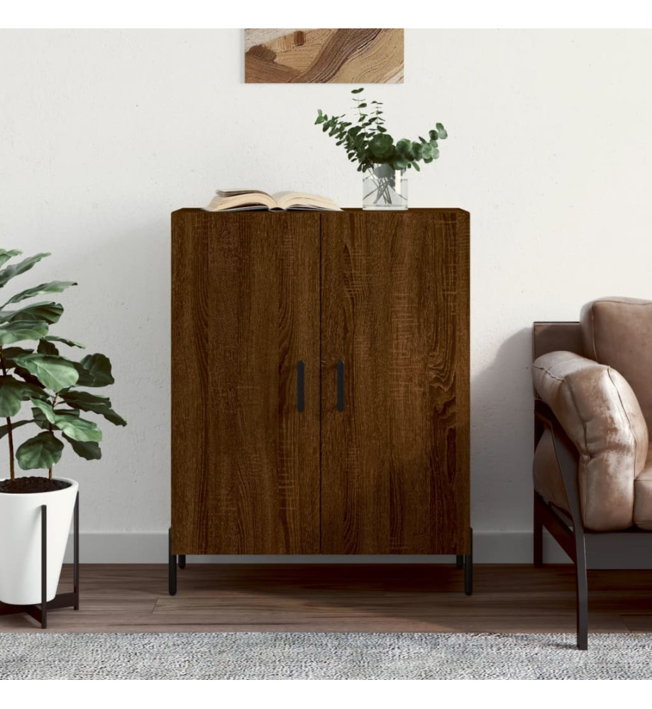 Buffet chêne marron 69,5x34x90 cm bois d'ingénierie Buffet chêne marron 69,5x34x90 cm bois d'ingénierie
