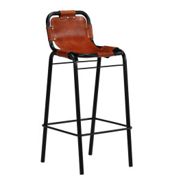 Ensemble de bar 5 pcs Bois massif recyclé et cuir de chèvre