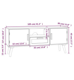 Meuble TV avec portes 105x30x45 cm bois d'ingénierie