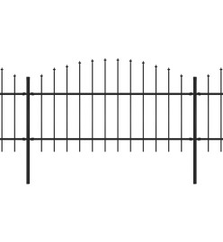 Clôture de jardin à dessus en lance Acier (1-1,25)x11,9 m Noir