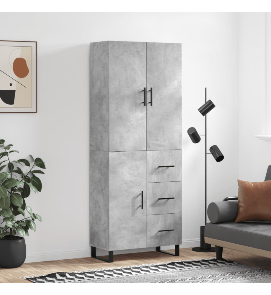 Buffet haut Gris béton 69,5x34x180 cm Bois d'ingénierie Buffet haut Gris béton 69,5x34x180 cm Bois d'ingénierie