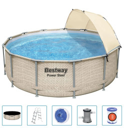 Bestway Ensemble de piscine avec auvent Power Steel 396x107 cm