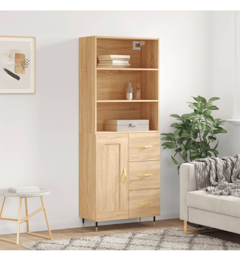 Buffet haut Chêne sonoma 69,5x34x180 cm Bois d'ingénierie Buffet haut Chêne sonoma 69,5x34x180 cm Bois d'ingénierie