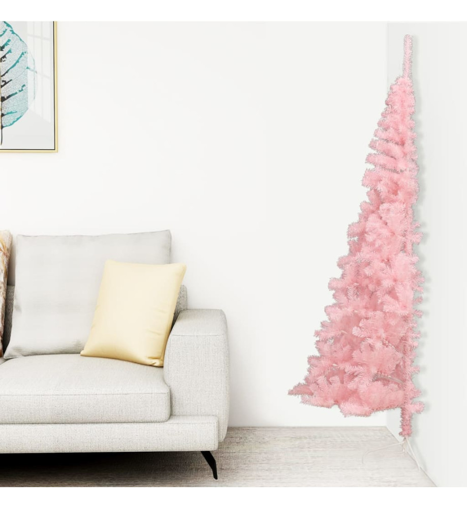 Demi sapin de Noël artificiel avec support Rose 150 cm PVC