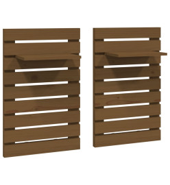 Étagères de chevet murales 2 pcs Marron miel Bois de pin massif