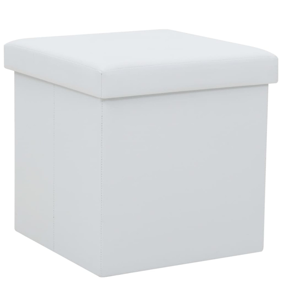 Tabouret de rangement pliable Blanc Similicuir