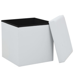 Tabouret de rangement pliable Blanc Similicuir