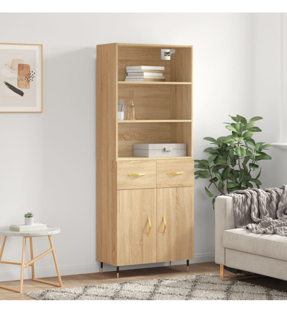 Buffet haut Chêne sonoma 69,5x34x180 cm Bois d'ingénierie Buffet haut Chêne sonoma 69,5x34x180 cm Bois d'ingénierie