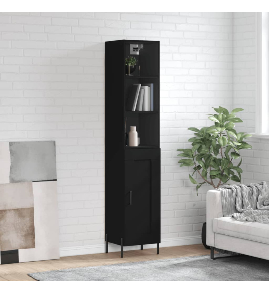 Buffet haut Noir 34,5x34x180 cm Bois d'ingénierie Buffet haut Noir 34,5x34x180 cm Bois d'ingénierie