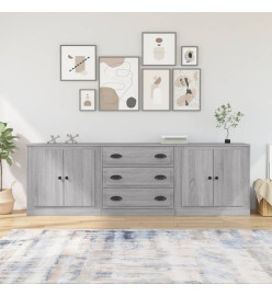 Buffets 3 pcs Sonoma gris Bois d'ingénierie