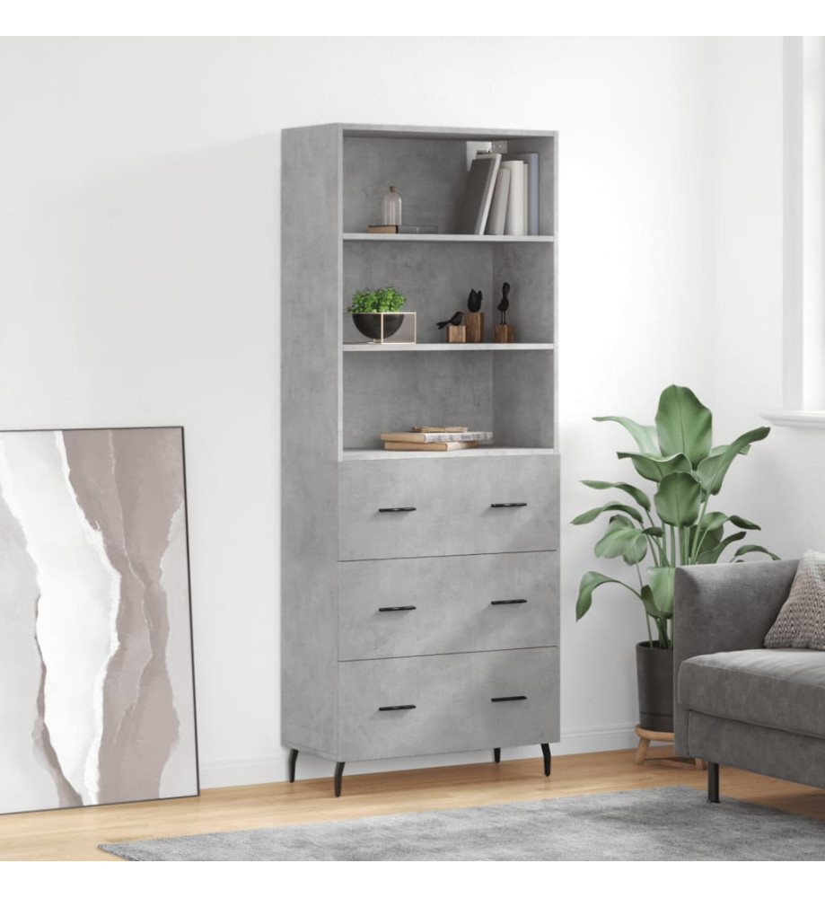 Buffet haut Gris béton 69,5x34x180 cm Bois d'ingénierie Buffet haut Gris béton 69,5x34x180 cm Bois d'ingénierie