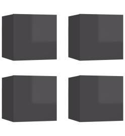 Meubles TV muraux 4 pcs Gris brillant 30,5x30x30 cm