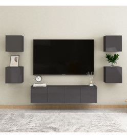 Meubles TV muraux 4 pcs Gris brillant 30,5x30x30 cm