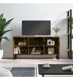 Meuble TV chêne fumé 103,5x30x50 cm bois d'ingénierie